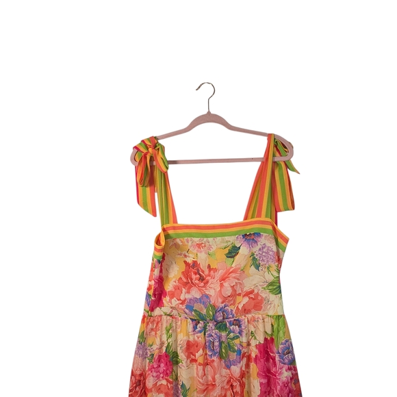 Flying Tomato Floral Tiered Maxi Dress Tie Strap Cottagecore M - Picture 3 of 11